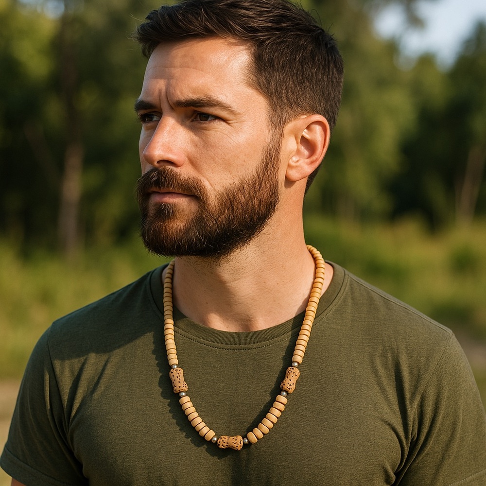 Natural Beaded Necklace 19” long